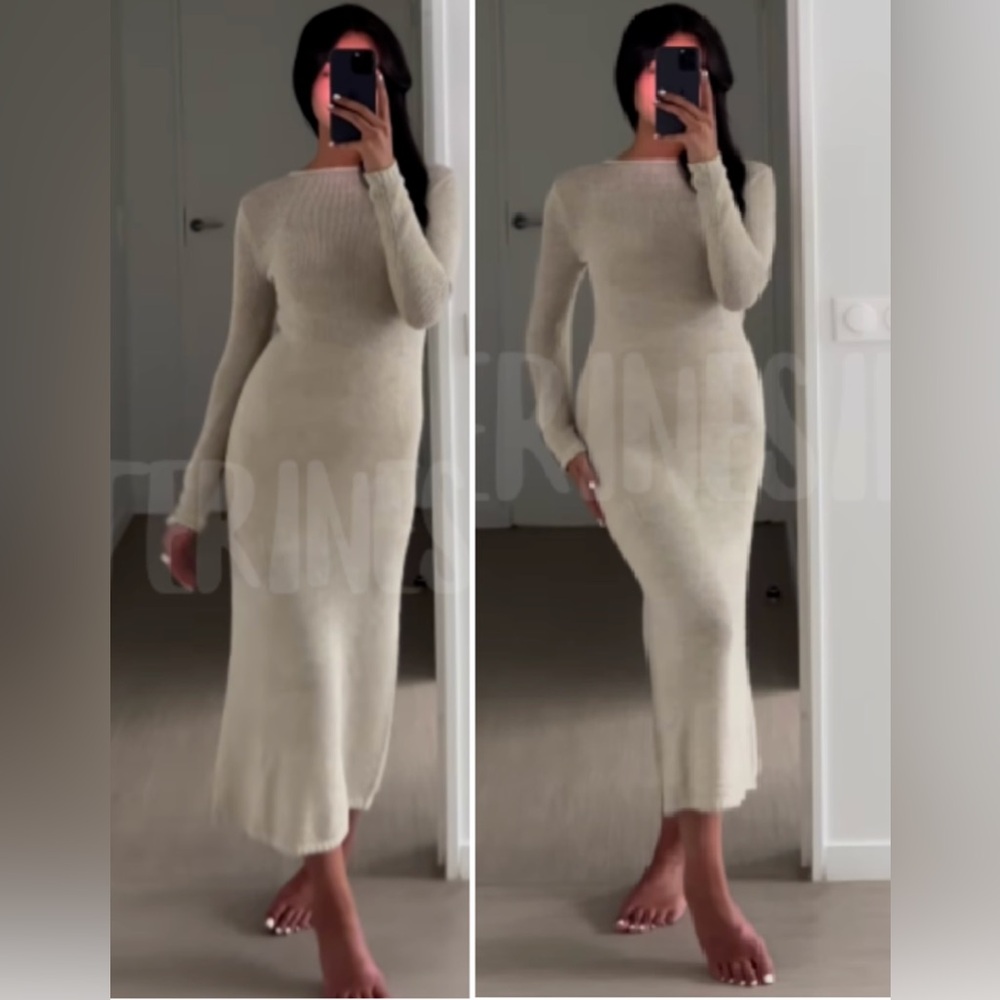 ZARA ~ LONG KNIT DRESS WITH METALLIC THREAD DETAIL - Picture 4 of 14